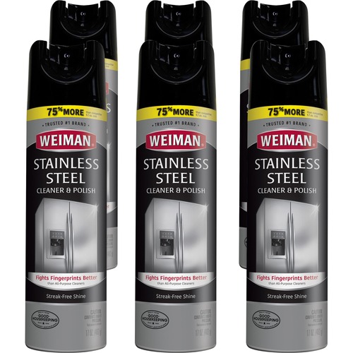 Weiman Products Stainless Steel Cleaner/Polish - Aerosol - 17 fl oz (0.5  quart) - Floral Scent - 6 / Carton - Clear - Advanced Safety Supply, PPE,  Safety Training, Workwear, MRO Supplies